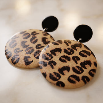 Trendy Leopard Print Circular Drop Earrings | Bold Animal Print Statement Earrings for Women