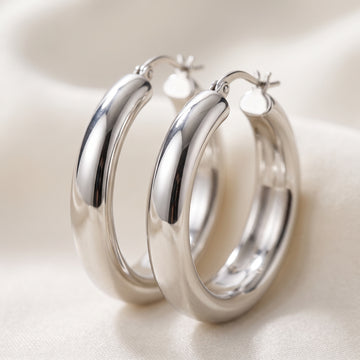 Premium Silver Hoop Earrings for Women | Stainless Steel Hoops