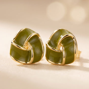 Green Knot Stud Earrings for Women | Artificial Jewellery | Gullzeen
