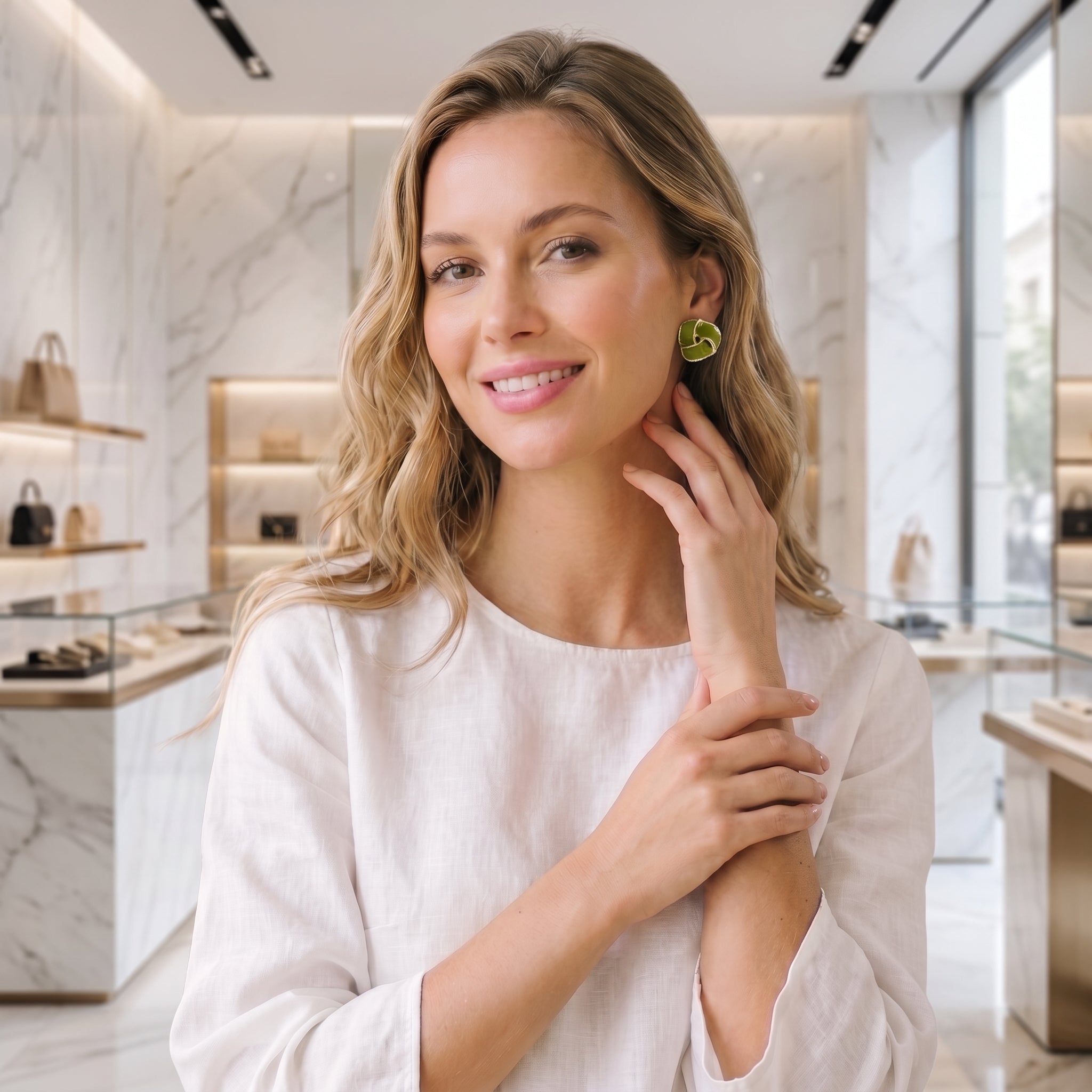 Green Knot Stud Earrings for Women | Artificial Jewellery | Gullzeen