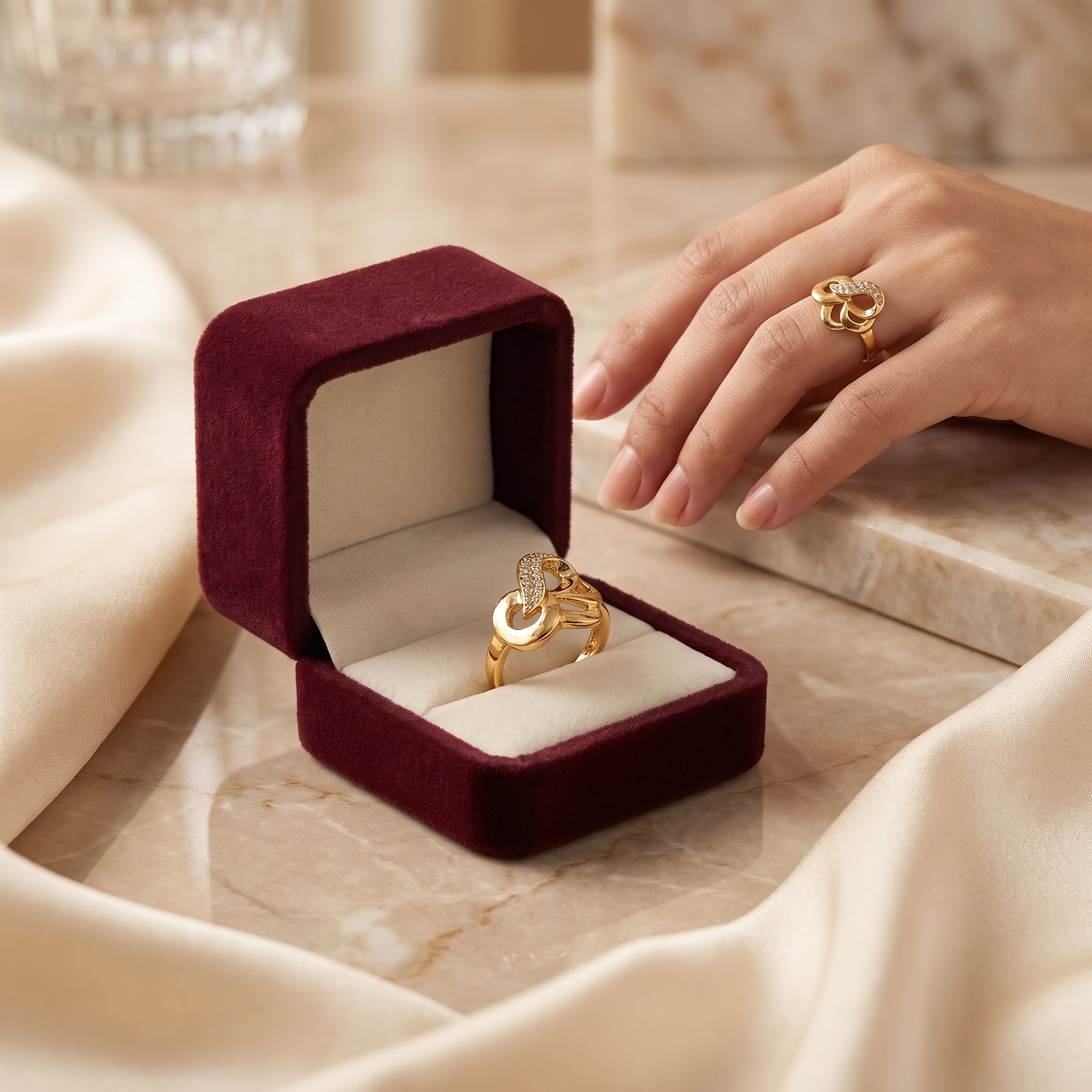 Trendy Gold Finish Interlocking Loop Ring – Artificial Fashion Jewelry for Women