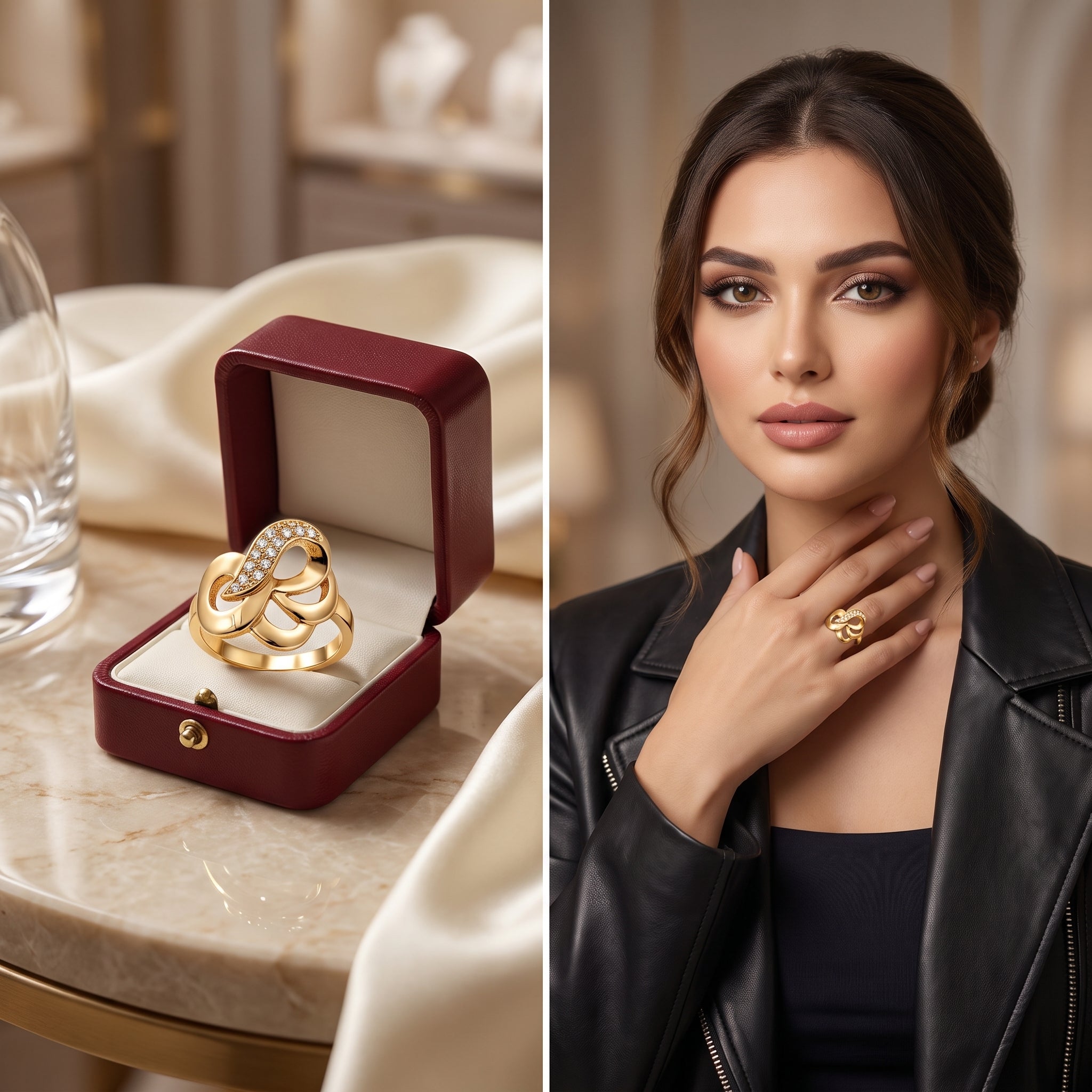 Trendy Gold Finish Interlocking Loop Ring – Artificial Fashion Jewelry for Women