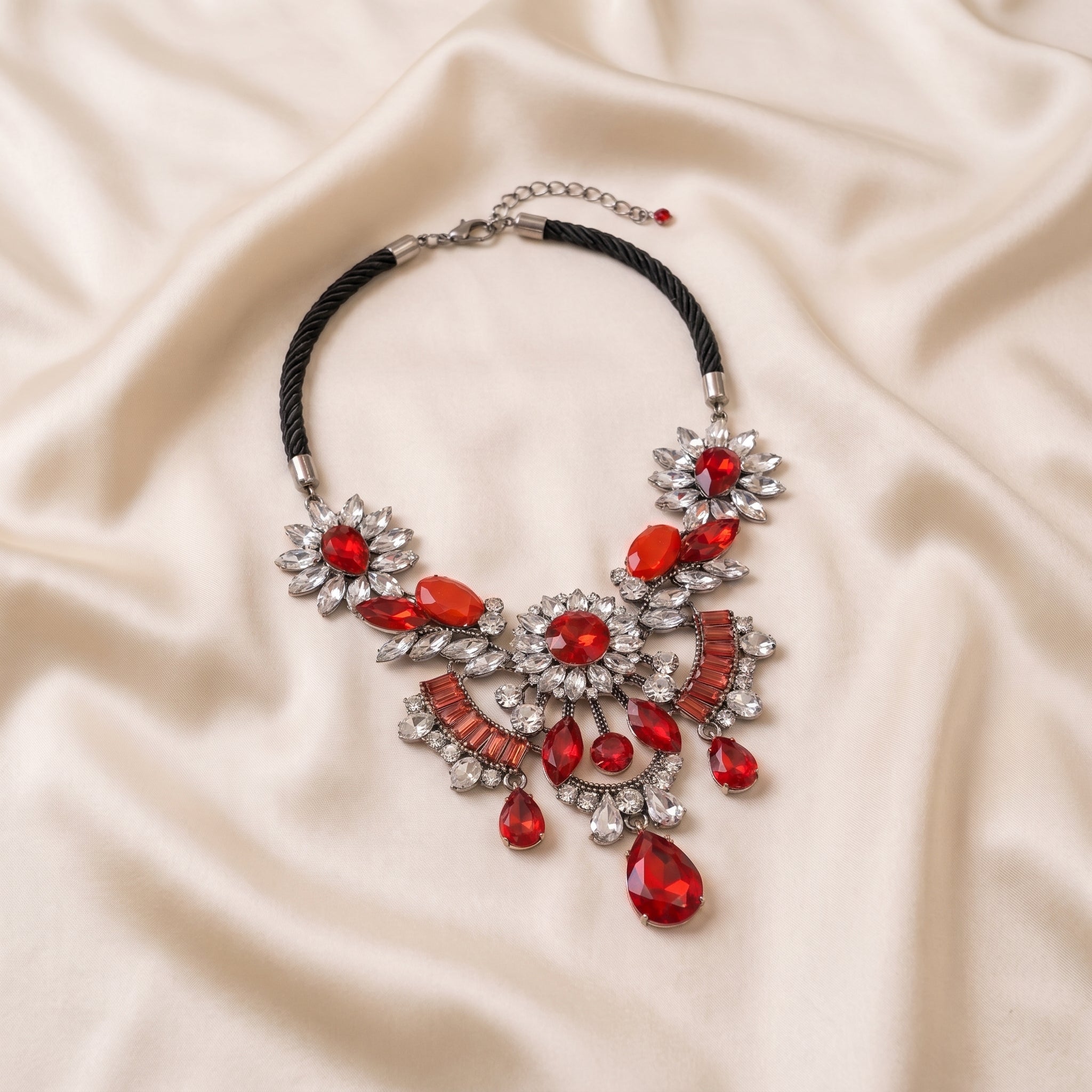 Red Crystal Statement Necklace for Women | Artificial Jewelry